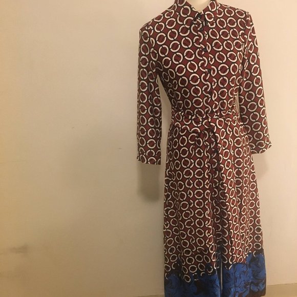 Zara Blue Geometric Floral Dress - Picture 6 of 10